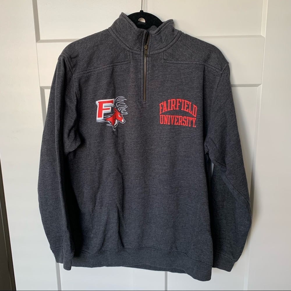 Fairfield University Gray Quarter-Zip Sweater